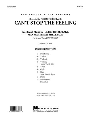 Book cover for Can't Stop the Feeling - Conductor Score (Full Score)