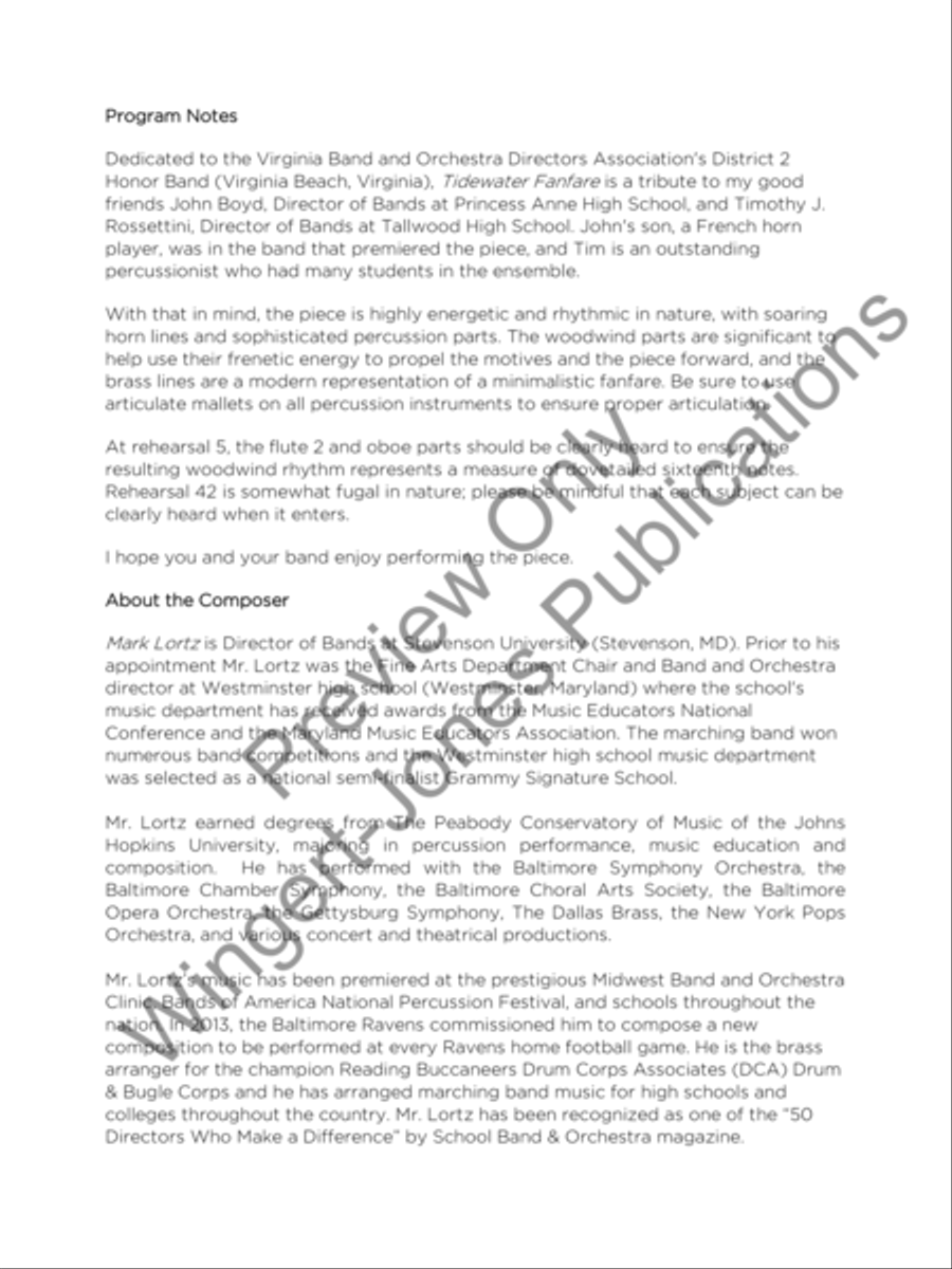 Tidewater Fanfre (Score) Concert Band scores gallery preview page 3