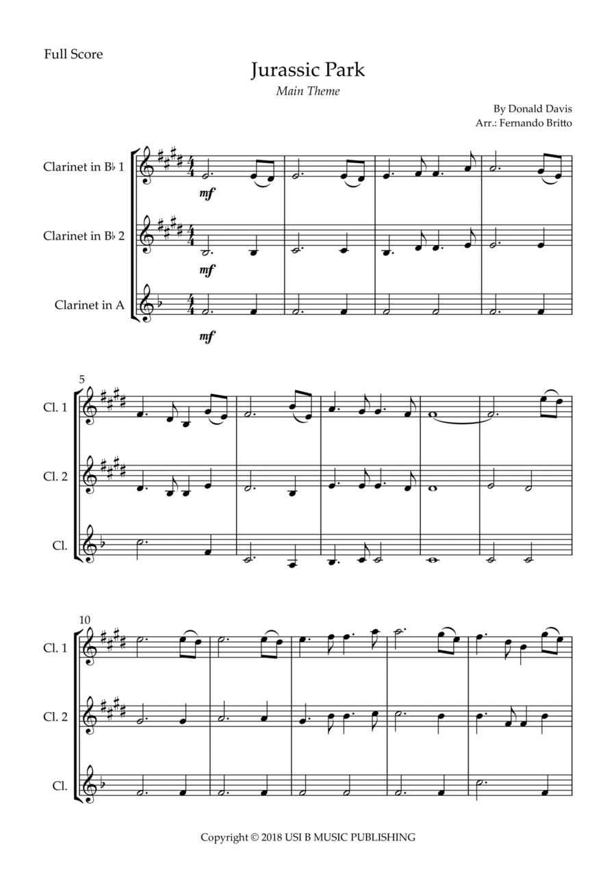 Jurassic Park Iii Woodwind Trio scores gallery preview page 1