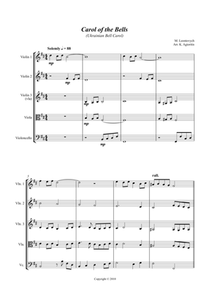 Book cover for Carol of the Bells (Ukrainian Bell Carol) - Jazz Arrangement for String Quartet