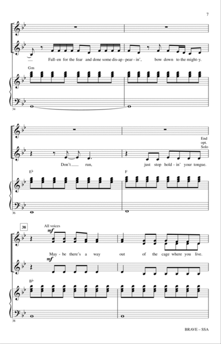 Brave (arr. Audrey Snyder) SSA scores gallery preview page 6