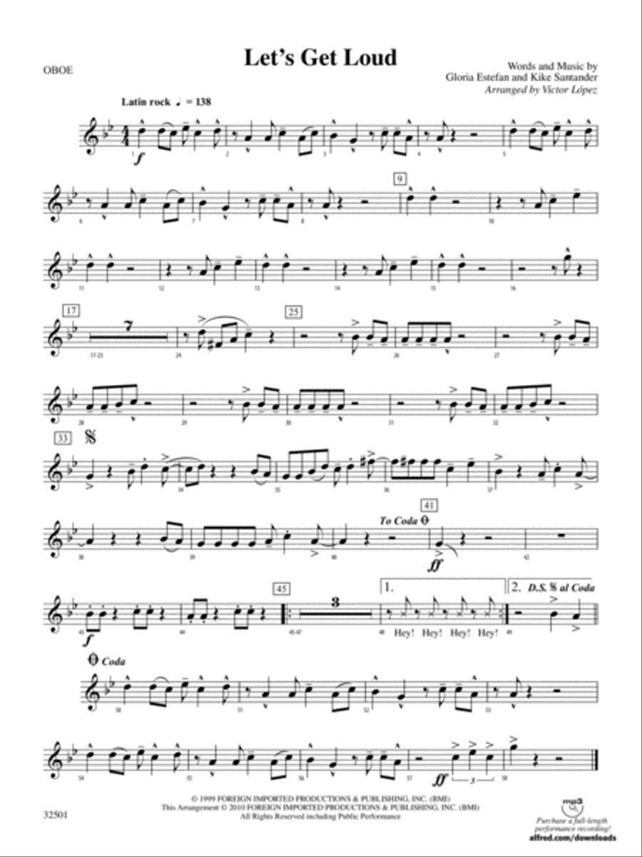 Let's Get Loud: Oboe Let's Get Loud: Oboe Concert Band scores gallery preview page 1