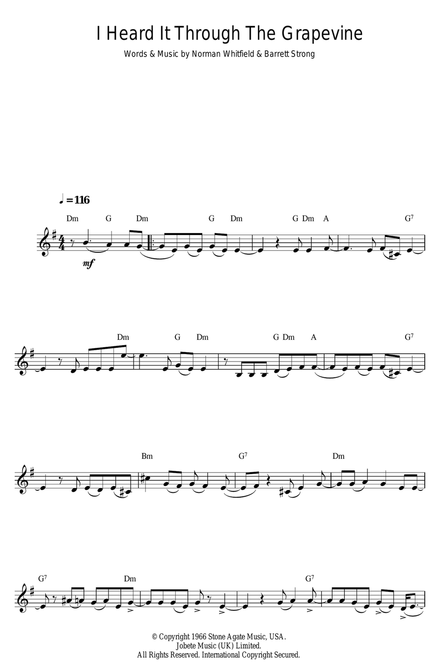 I Heard It Through The Grapevine Clarinet Solo scores gallery preview page 1