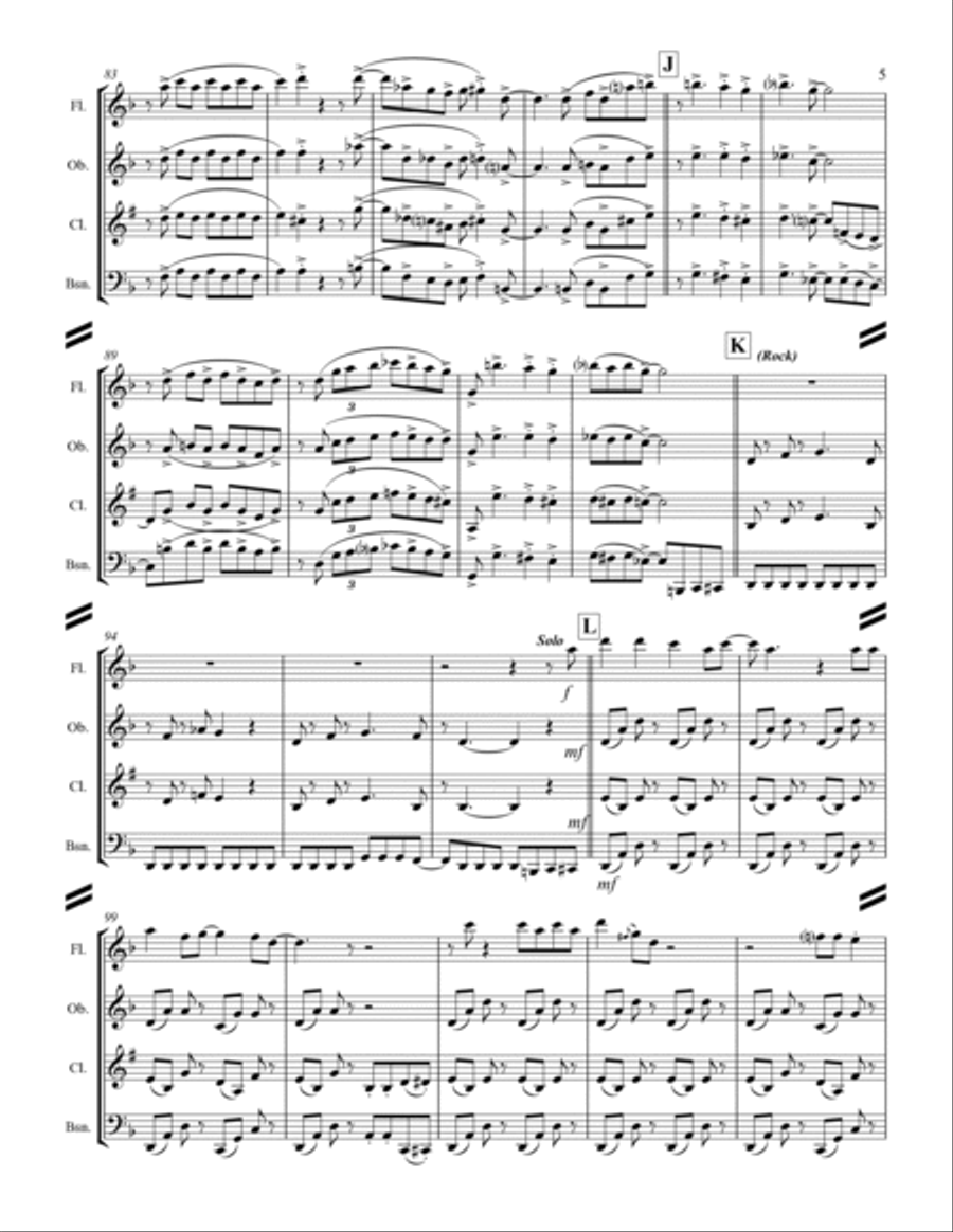 Smoke On The Water Woodwind Quartet scores gallery preview page 6