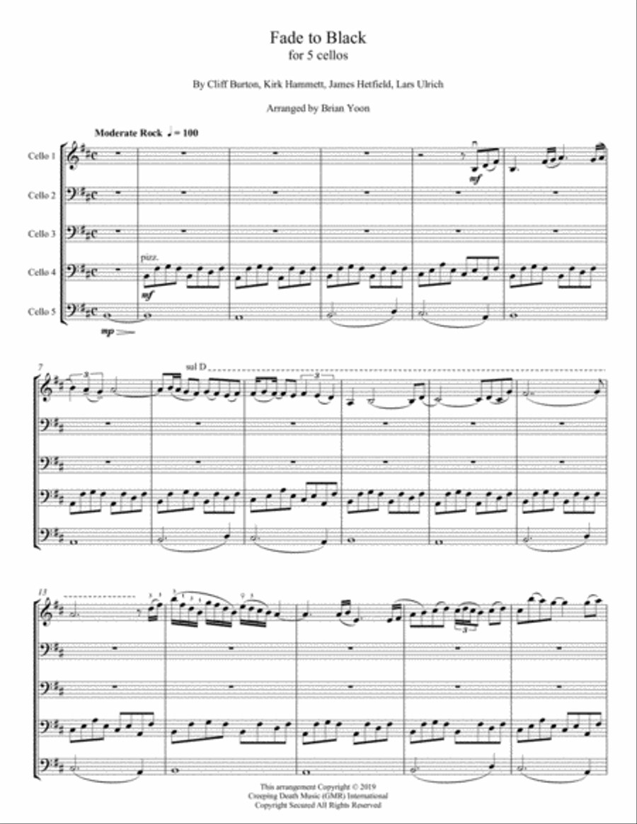 Fade To Black String Quintet scores gallery preview page 1