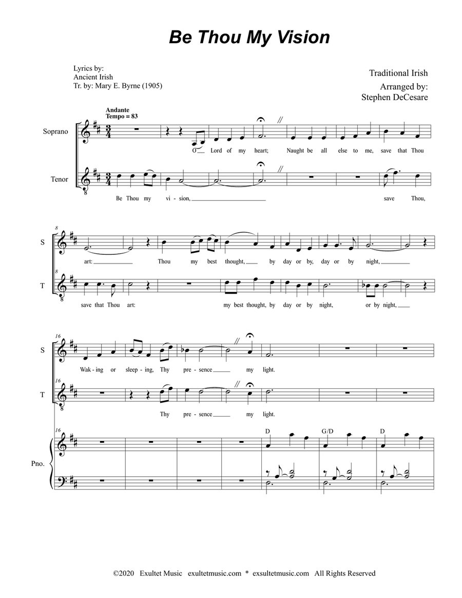 Be Thou My Vision (Duet for Soprano and Tenor Solo) Tenor Voice scores gallery preview page 1
