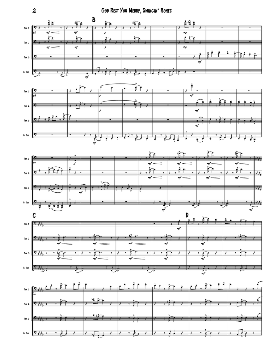 God Rest You Merry, Gentlemen (Trombone Quartet) Brass Quartet scores gallery preview page 2