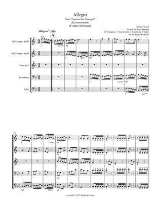 Book cover for Allegro (from "Sonata for Trumpet") (Bb) (Brass Quintet - 2 Trp, 1 Hrn, 1 Trb, 1 Tuba) (French Horn