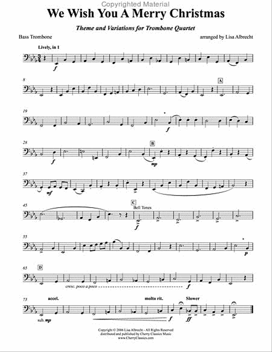 We Wish You A Merry Christmas Trombone Quartet scores gallery preview page 5