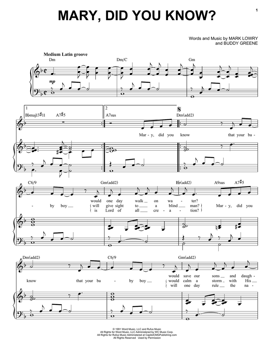Mary, Did You Know? [Jazz Version] (arr. Brent Edstrom) High Voice scores gallery preview page 1