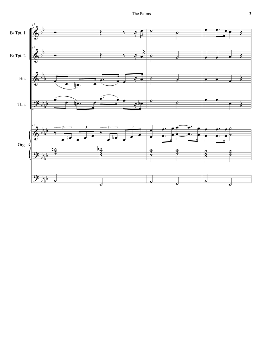 The Palms (Brass Quartet and Organ) The Palms (Brass Quartet and Organ) Brass Quartet scores gallery preview page 3