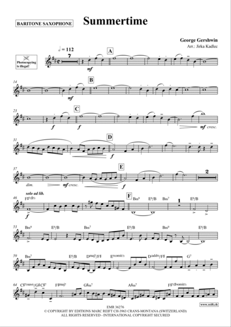 Summertime Summertime Baritone Saxophone scores gallery preview page 2