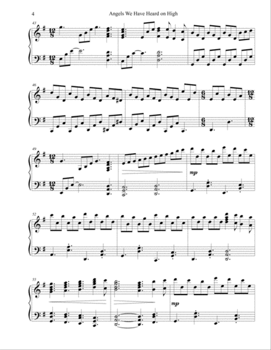 Angels We Have Heard on High Piano Solo scores gallery preview page 4