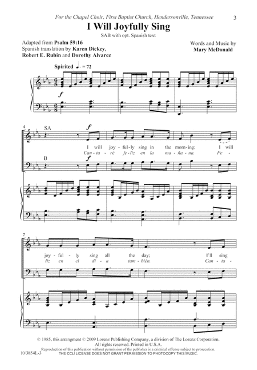 I Will Joyfully Sing 3-Part scores gallery preview page 4