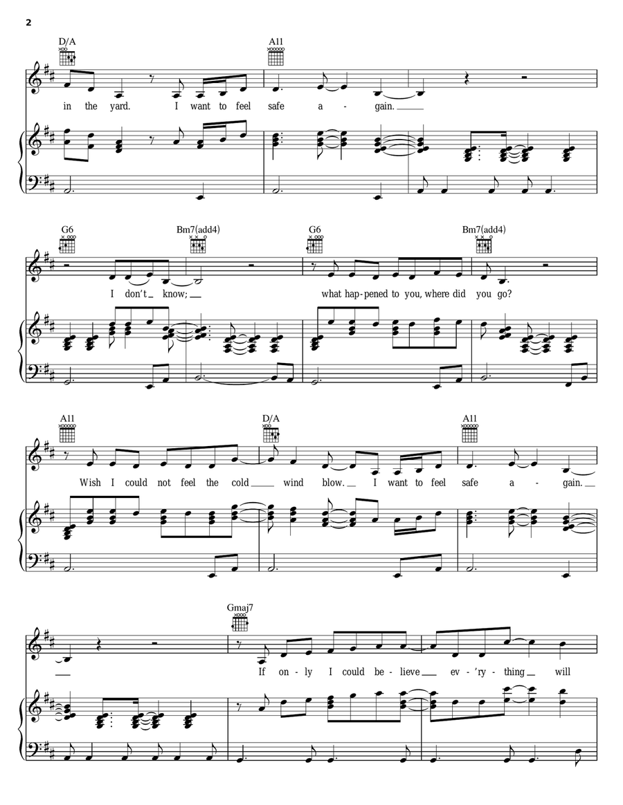 Safe Again Piano, Vocal, Guitar scores gallery preview page 2