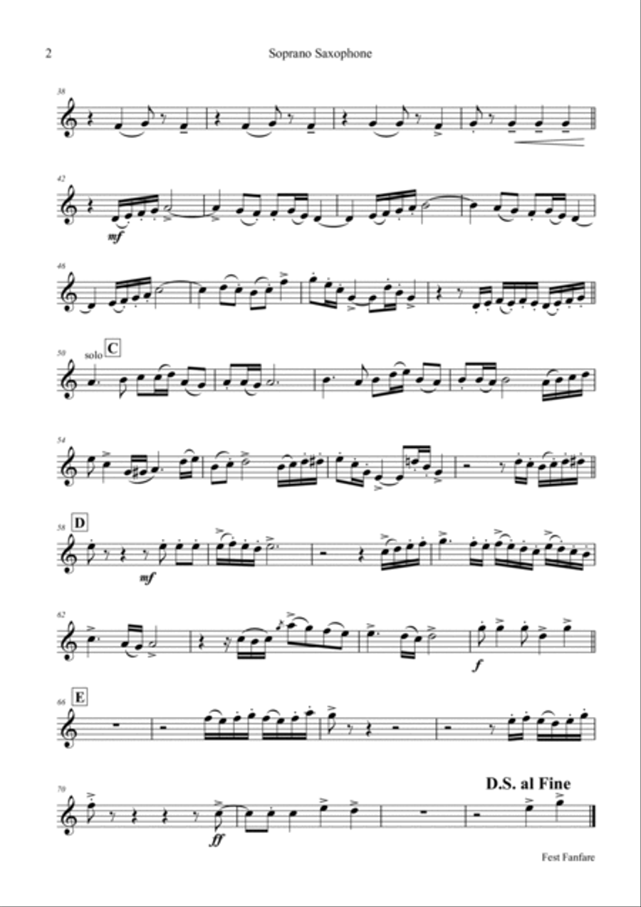 Fest Fanfare - Classical Festive Fanfare - Opener - Saxophone Quartet Saxophone Quartet scores gallery preview page 3