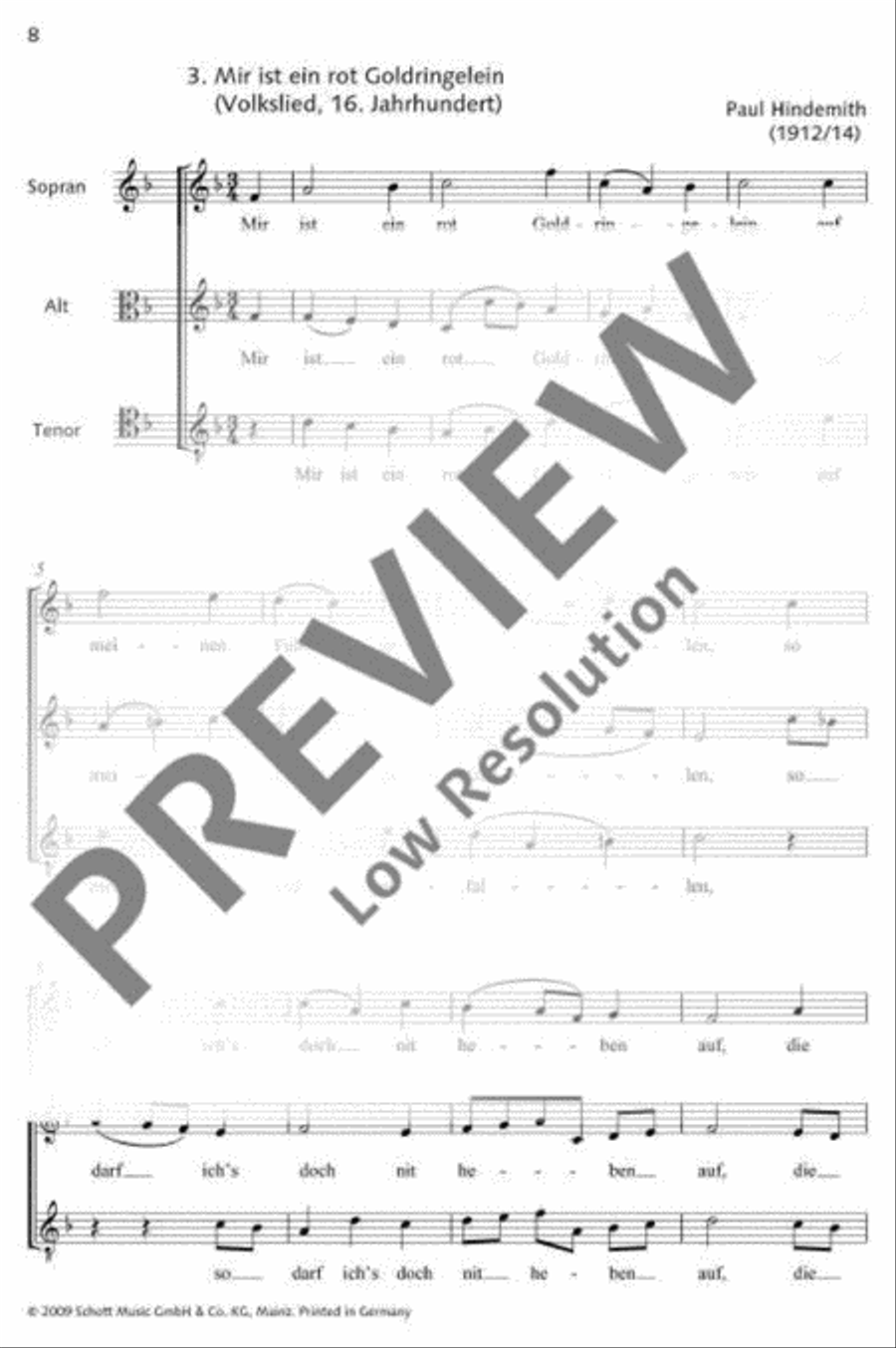 Drei Volkslieder Drei Volkslieder SAT scores gallery preview page 9