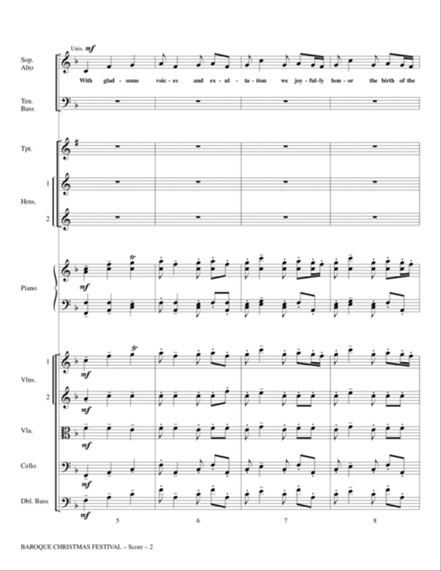 Baroque Christmas Festival (Medley) - Full Score Choir scores gallery preview page 2