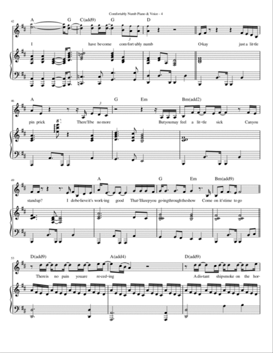 Comfortably Numb Voice scores gallery preview page 4
