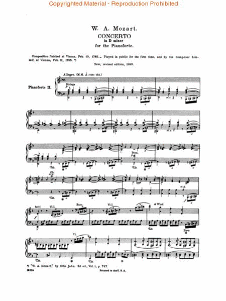 Piano Concerto No. 20 In D Minor, K. 466 by Wolfgang Amadeus Mozart Piano - Sheet Music