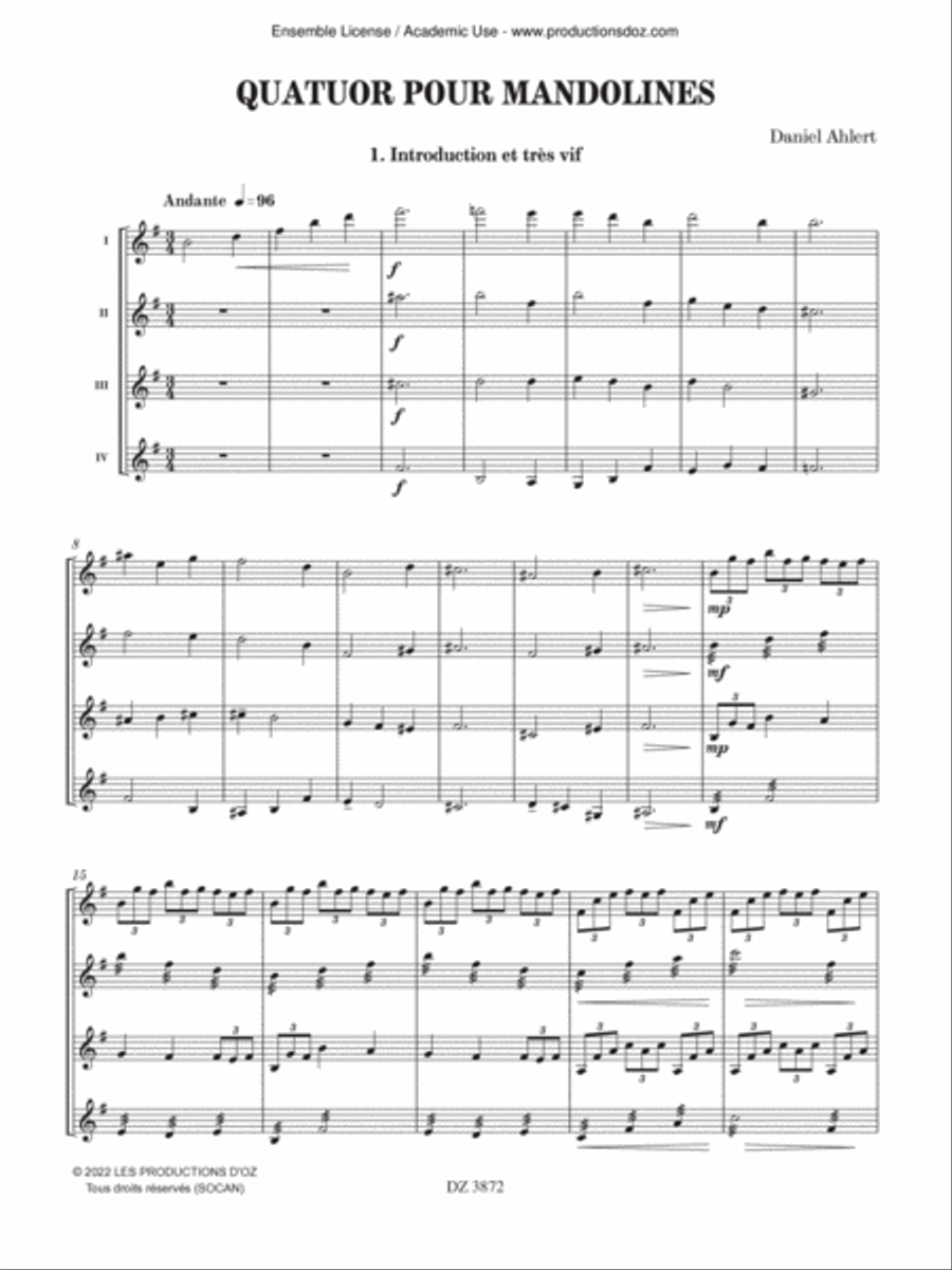 Quatuor pour mandolines Mandolin scores gallery preview page 2