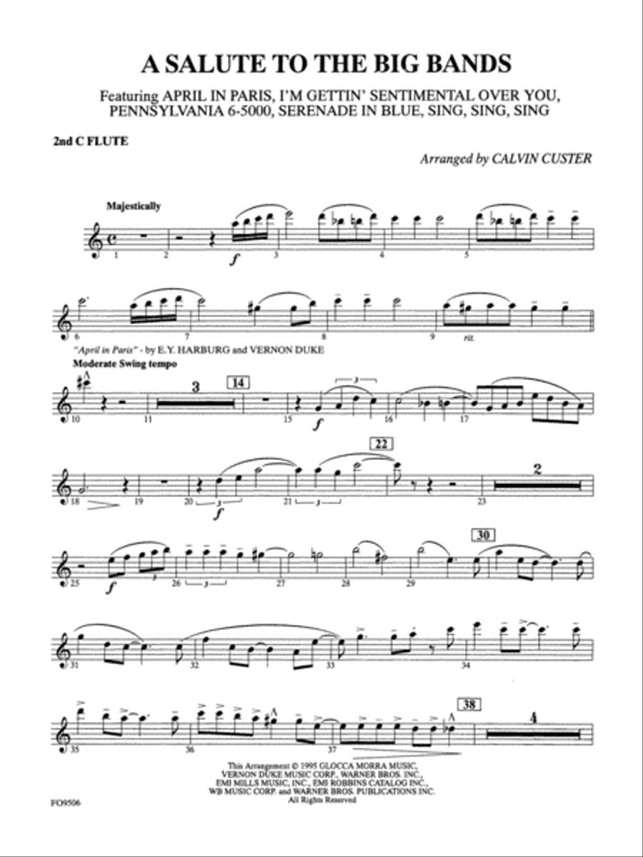 A Salute to the Big Bands: 2nd Flute Full Orchestra scores gallery preview page 1