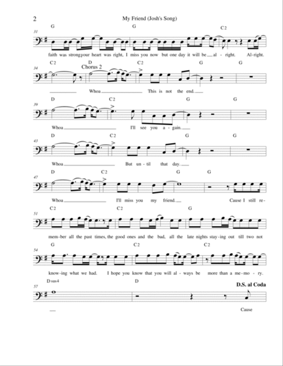 My Friend (Josh's Song) Piano, Vocal, Guitar scores gallery preview page 2