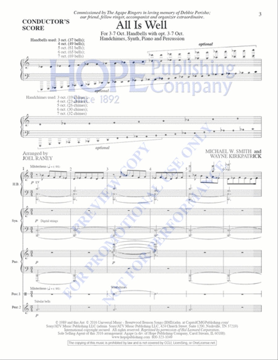 All Is Well Handbell Choir scores gallery preview page 3