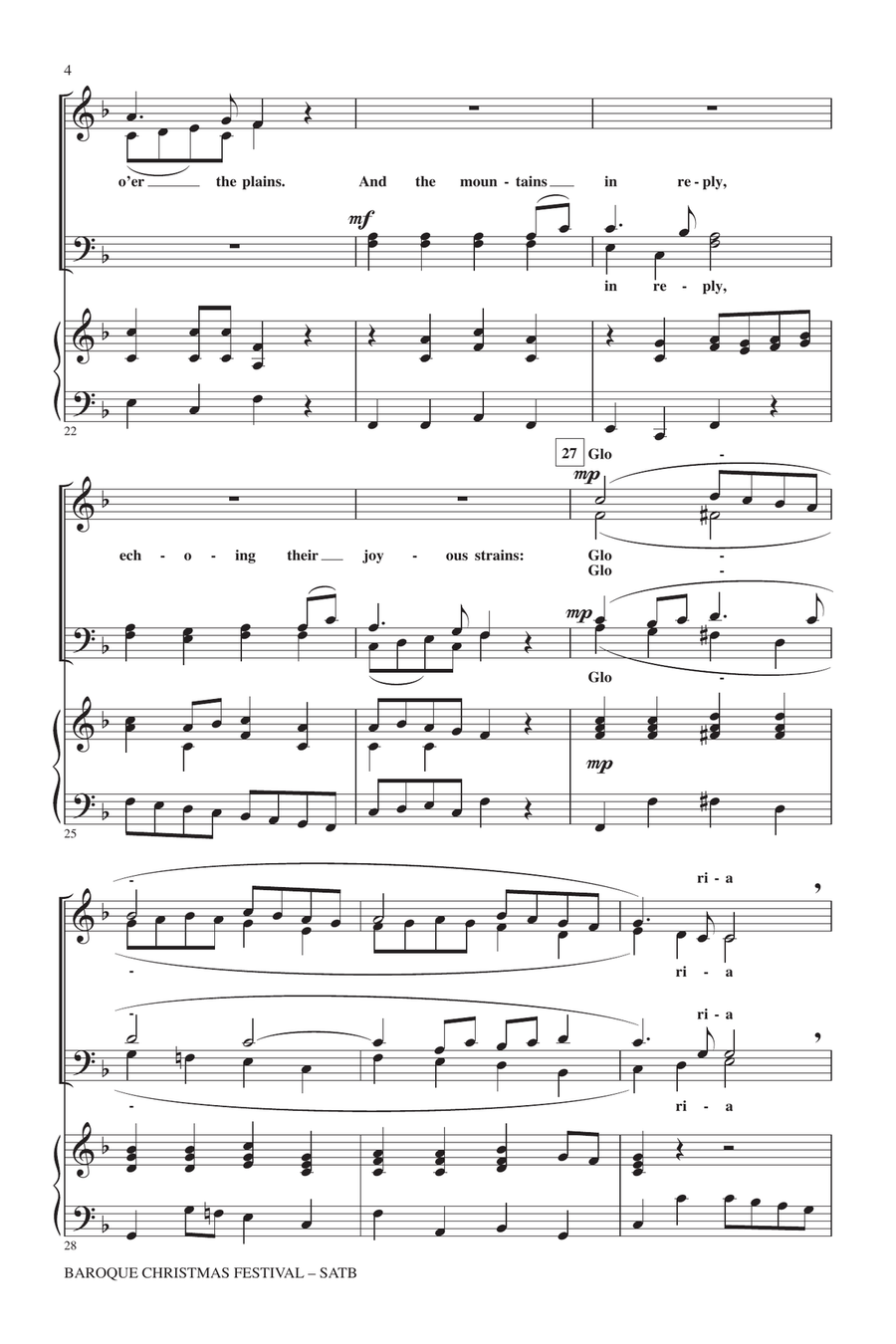 Baroque Christmas Festival (Medley) 4-Part scores gallery preview page 3