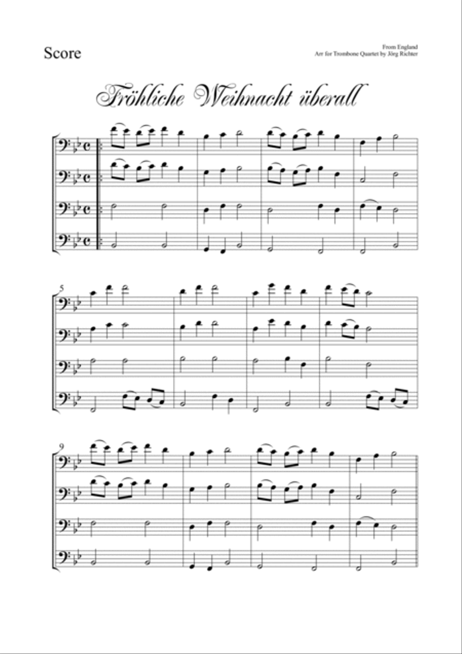Merry Christmas everywhere (Fröhliche Weihnacht überall) for Trombone Quartet Brass Quartet scores gallery preview page 2