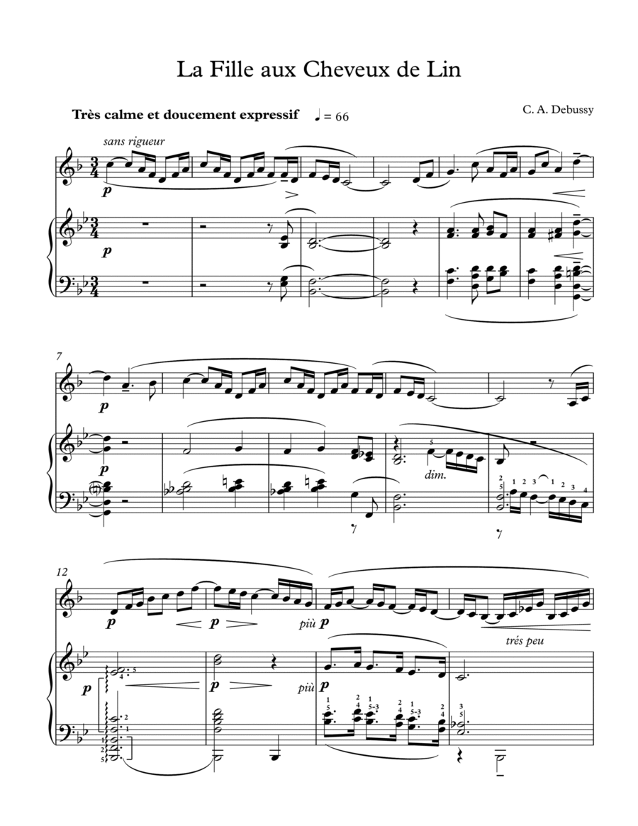 La Fille Aux Cheveux de Lin Horn scores gallery preview page 1