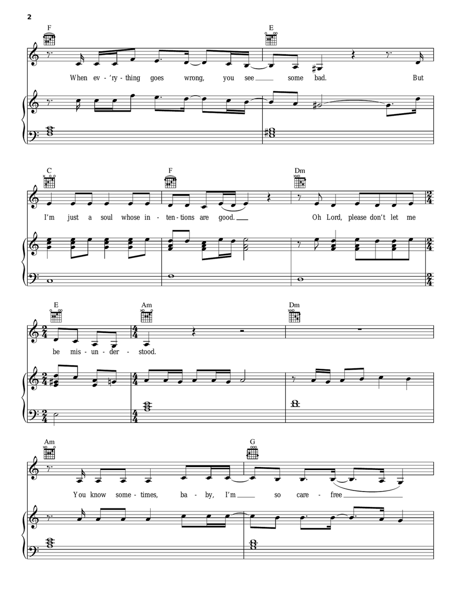 Don't Let Me Be Misunderstood Piano, Vocal, Guitar scores gallery preview page 2