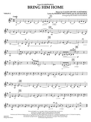 Bring Him Home (from Les Misérables) (arr. Richard Tuttobene) - Violin 2