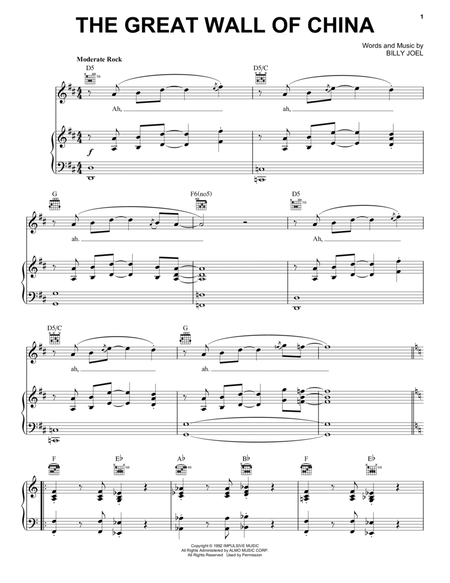 Billy Joel The Great Wall of China Sheet Music in C Major