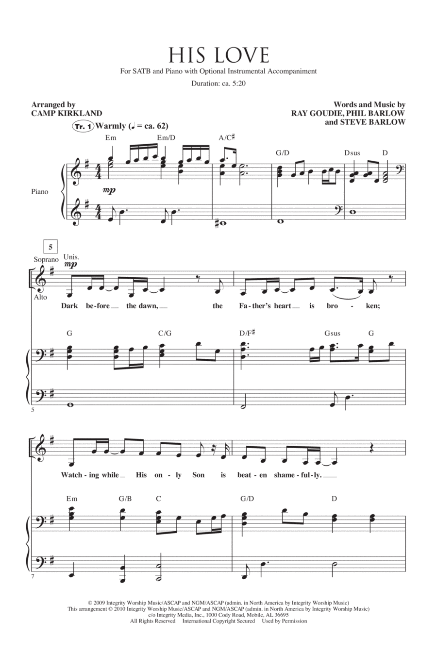 His Love 4-Part scores gallery preview page 1