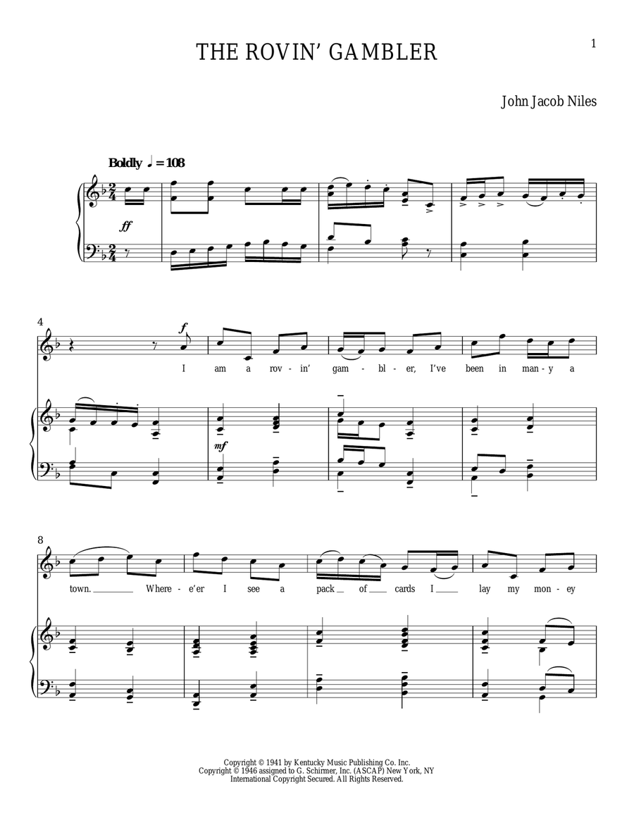 The Rovin' Gambler The Rovin' Gambler Tenor Voice scores gallery preview page 1