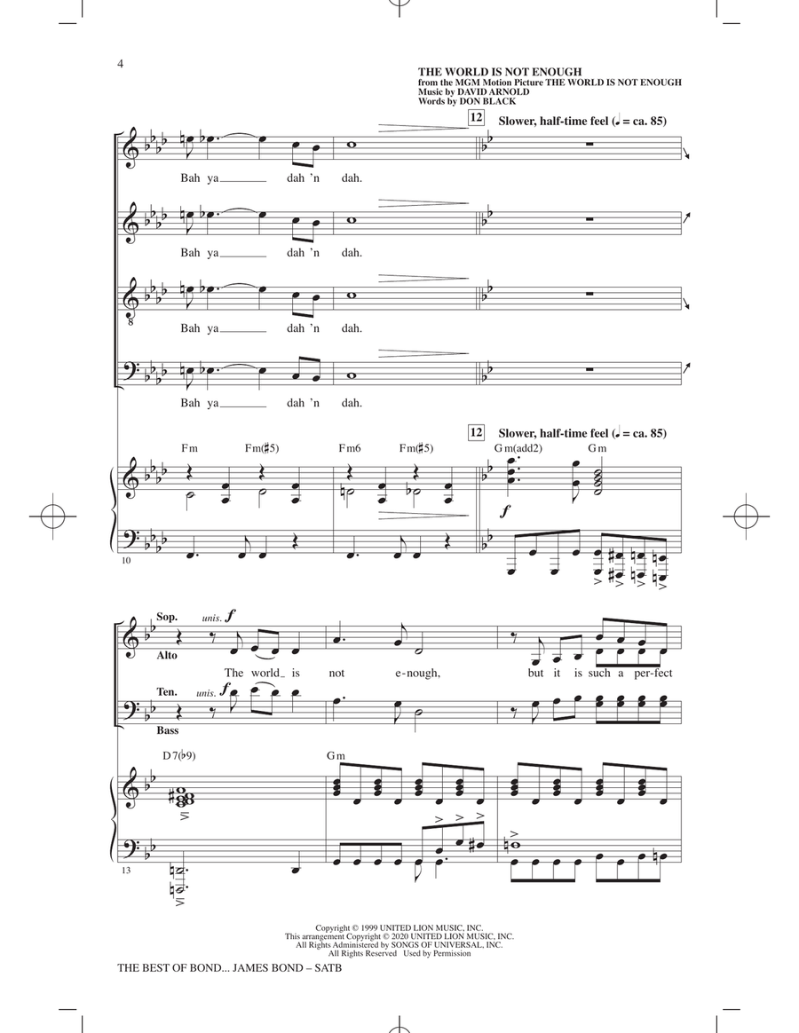 The Best of Bond... James Bond (Choral Medley) 4-Part scores gallery preview page 3