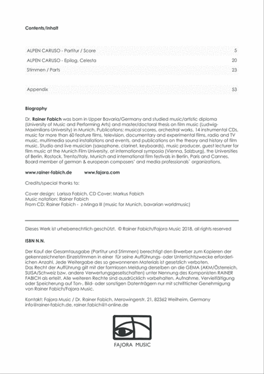 ALPEN CARUSO for Brass Quintet Percussion Ensemble scores gallery preview page 2
