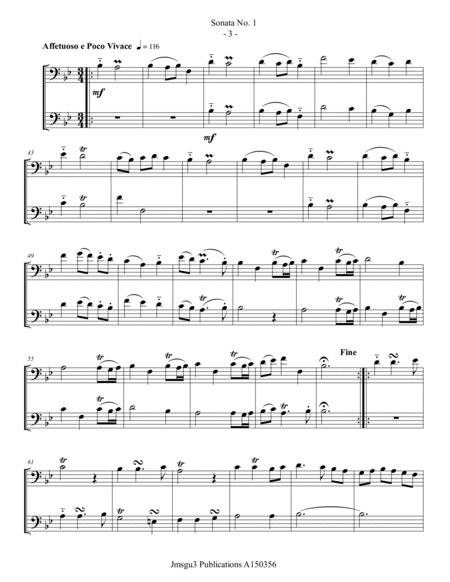 Loeillet: Six Sonatas Op. 5 No. 2 Complete for Trombone Duo image number null