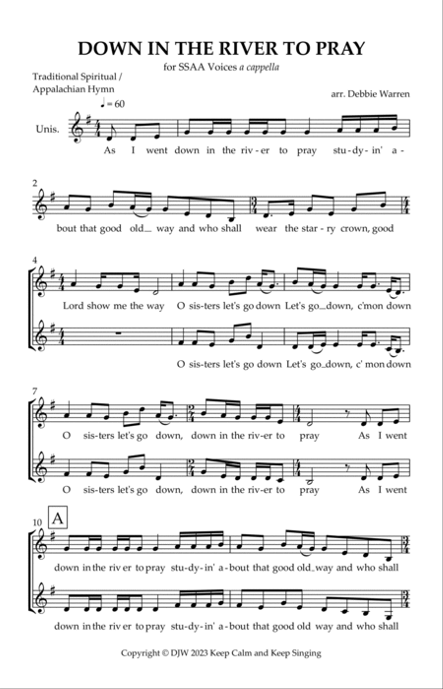 Down in the River to Pray SSAA a cappella SSAA scores gallery preview page 2