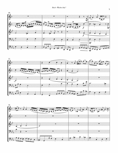 Sleepers Awake! (Wachet Auf!) BWV 140 for Brass Quintet