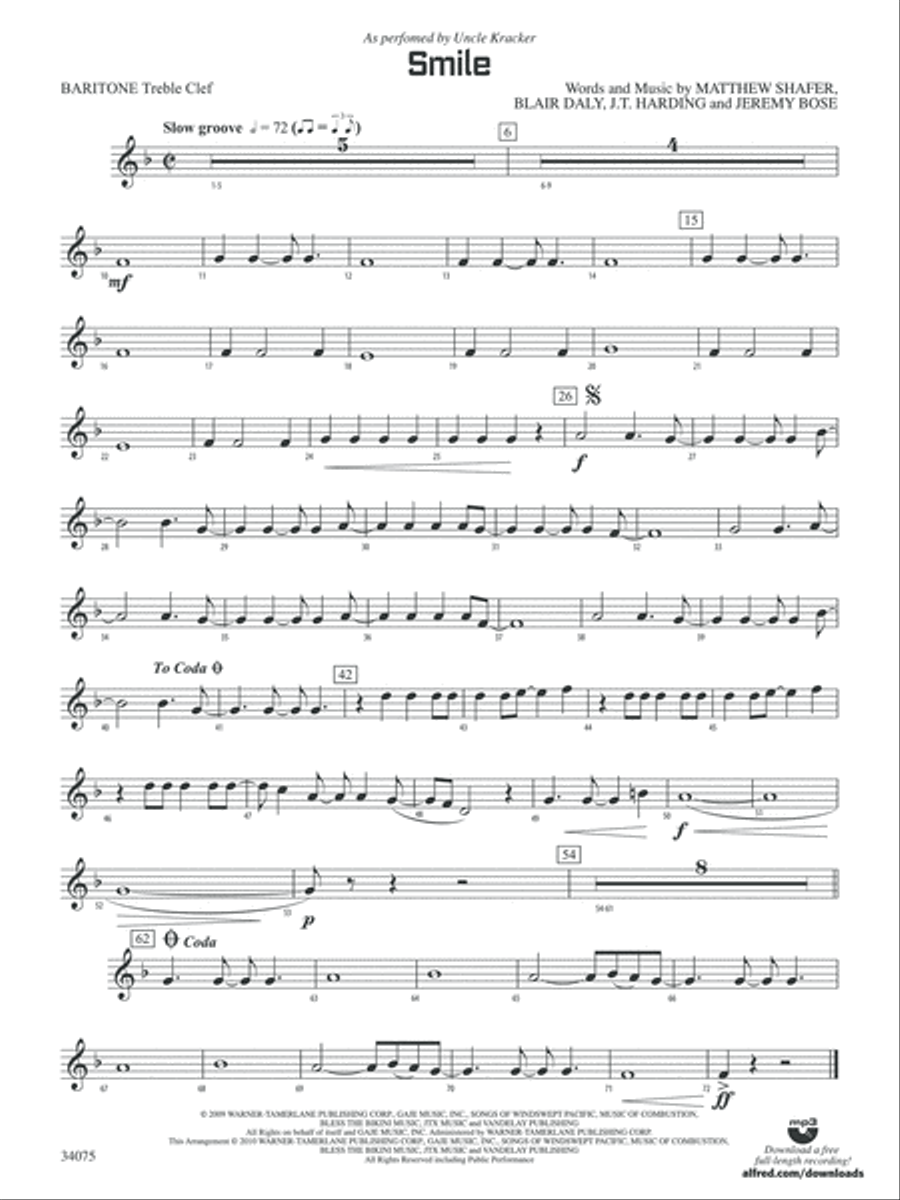 Smile: Baritone T.C. Smile: Baritone T.C. Concert Band scores gallery preview page 1