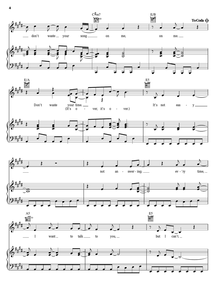 Don't Waste Your Time Piano, Vocal, Guitar scores gallery preview page 4