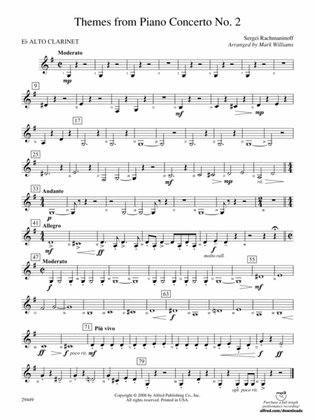 Book cover for Themes from Piano Concerto No. 2: (wp) E-flat Alto Clarinet