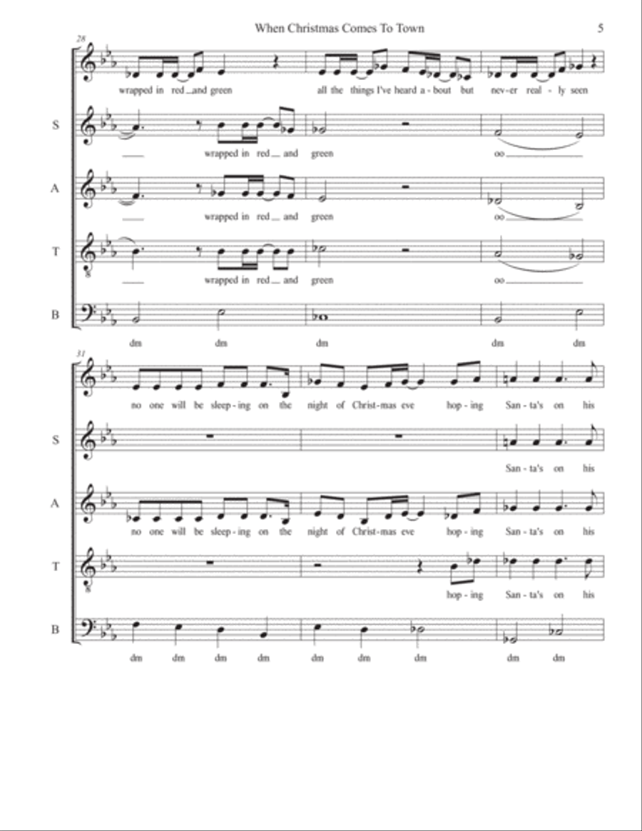 When Christmas Comes To Town 4-Part scores gallery preview page 5