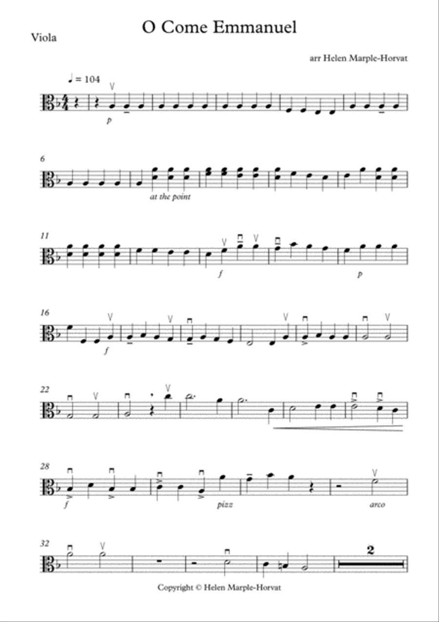 O COME EMMANUEL for STRING QUARTET AND/OR STRING ORCHESTRA String Quartet scores gallery preview page 5