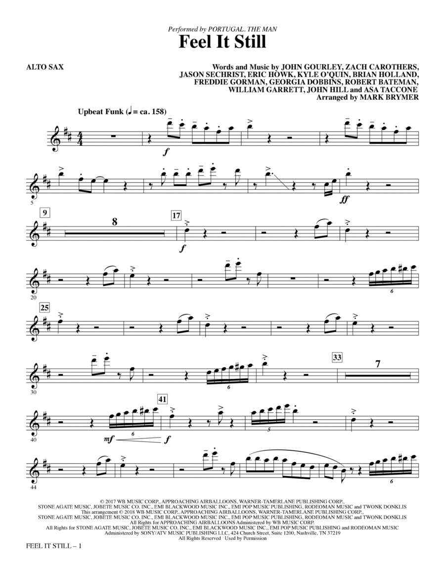 Feel It Still - Alto Sax Choir scores gallery preview page 1