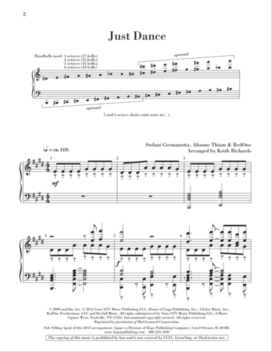 Just Dance Handbell Choir scores gallery preview page 2