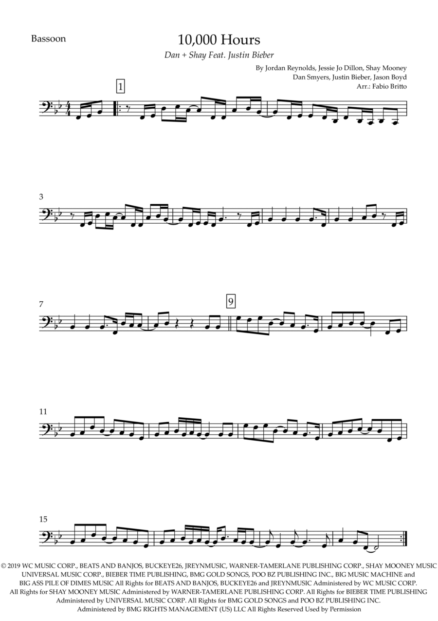 10,000 Hours Bassoon Solo scores gallery preview page 1