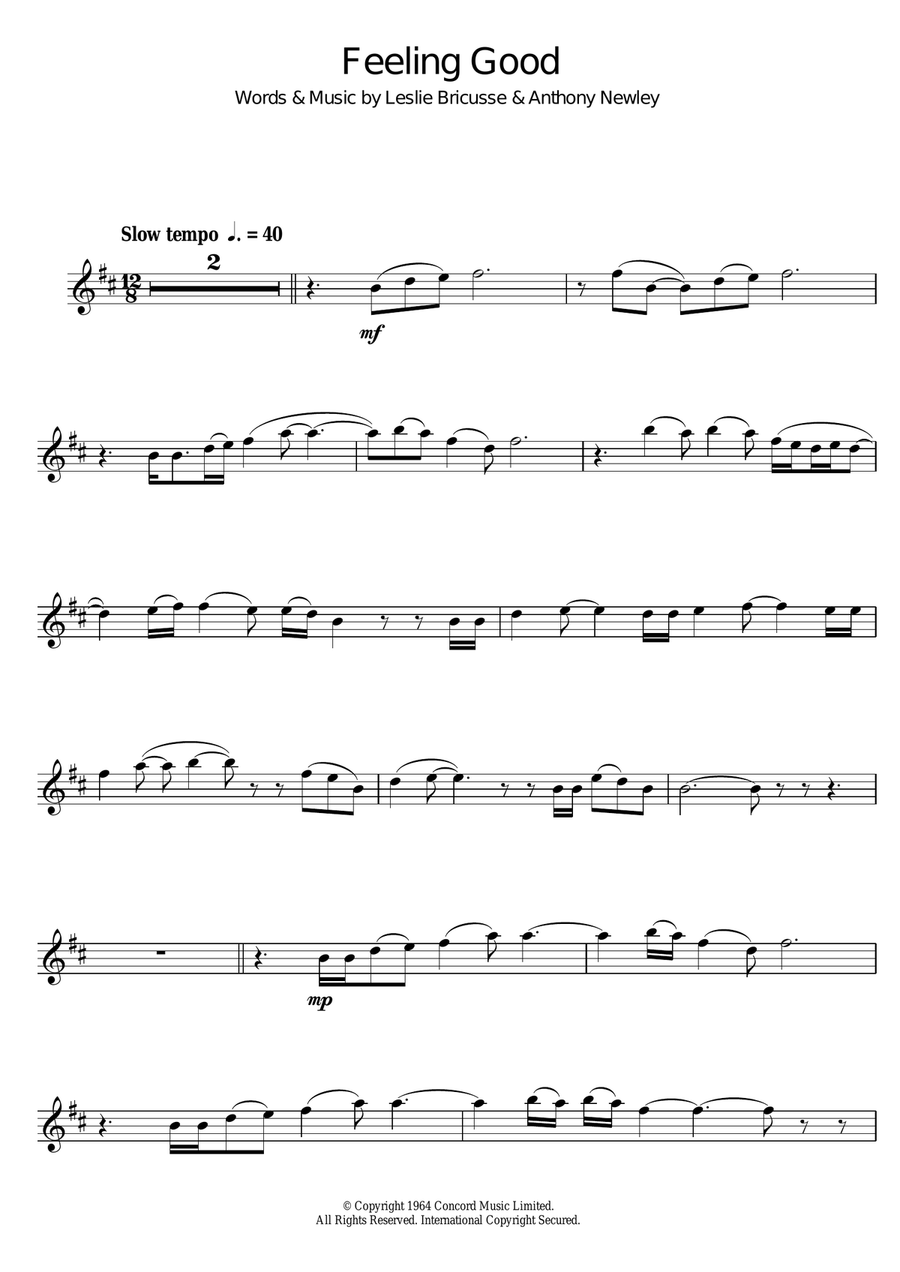 Feeling Good Tenor Saxophone scores gallery preview page 1